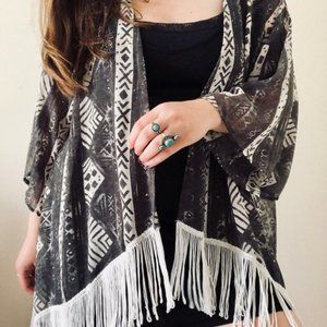 Hollister Flowy Tassel Sheer Kimono Top